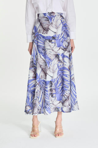 Leaf Pattern Long Purple Skirt 0150