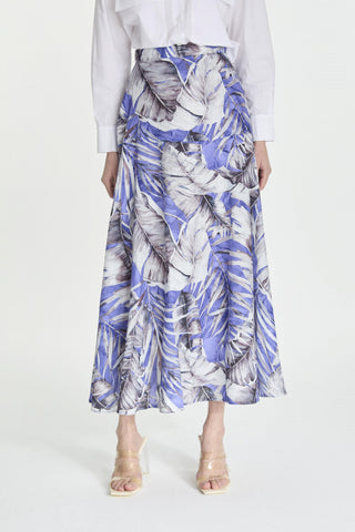 Yaprak Desenli Uzun Mor Etek 0150