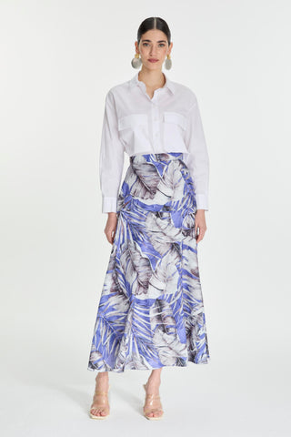 Leaf Pattern Long Purple Skirt 0150