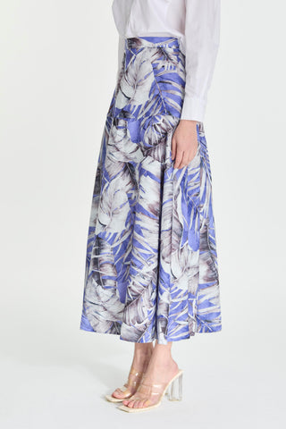 Leaf Pattern Long Purple Skirt 0150