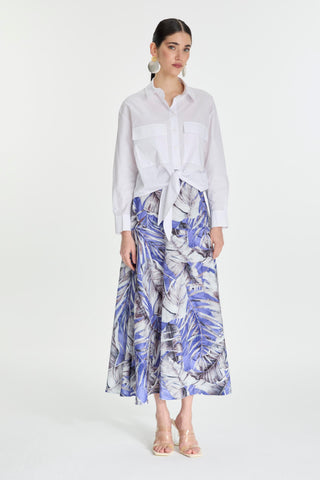 Leaf Pattern Long Purple Skirt 0150