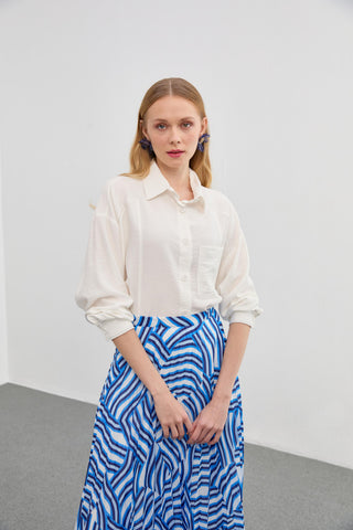 Patterned Long Pleated Skirt 0155