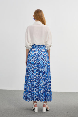 Patterned Long Pleated Skirt 0155