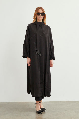 Şal Yaka Desenli Giy Çık Siyah Giy Çık 0187