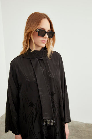 Şal Yaka Desenli Giy Çık Siyah Giy Çık 0187