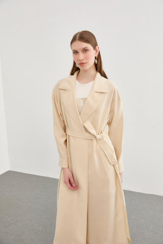 Wrap Collar Belted Ready-to-Wear Beige 0189