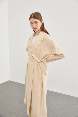 Wrap Collar Belted Ready-to-Wear Beige 0189