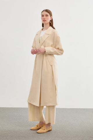 Wrap Collar Belted Ready-to-Wear Beige 0189