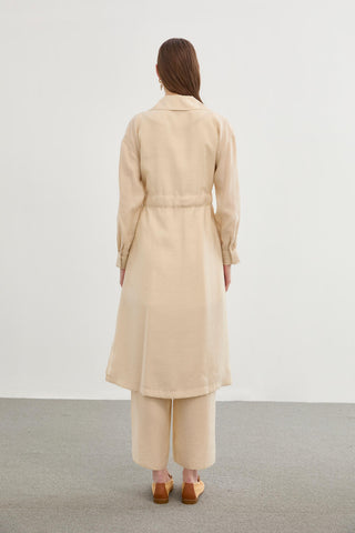 Wrap Collar Belted Ready-to-Wear Beige 0189