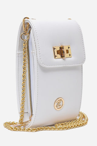 Minimal Zincir Çapraz Askılı Kirli Beyaz Çanta 0322