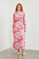 Desenli Uzun Pembe Elbise 0400