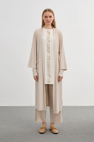 Payet Detaylı Yağ Yeşili Üçlü Kombin Bej Takım 1281