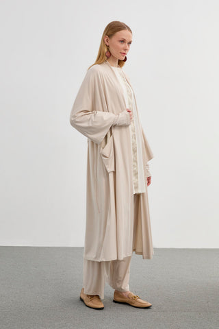 Payet Detaylı Yağ Yeşili Üçlü Kombin Bej Takım 1281