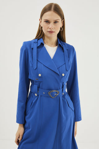 Kruvaze Yaka Ve Kemerli Havacı Havacı Trençkot 12922