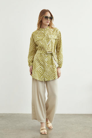 Desenli Kuşak Detaylı Ikili Kombin