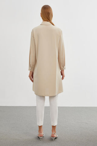 Long Beige Tunic with Pocket Detail 1327