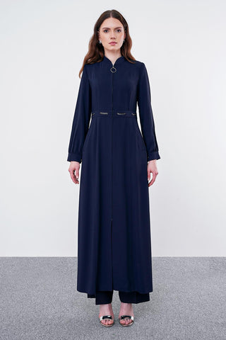 Zincir Detaylı Pardesü Lacivert Pardesü 13485