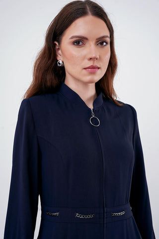 Zincir Detaylı Pardesü Lacivert Pardesü 13485