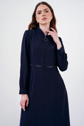 Zincir Detaylı Pardesü Lacivert Pardesü 13485