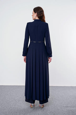 Zincir Detaylı Pardesü Lacivert Pardesü 13485