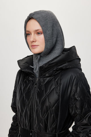 Balaclava Knit Hood Anthracite Hat 0004