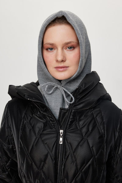 Balaclava Triko Başlık Gri Şapka 0004
