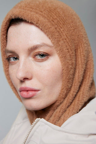 Balaklava Triko Başlık Camel Şapka 0005