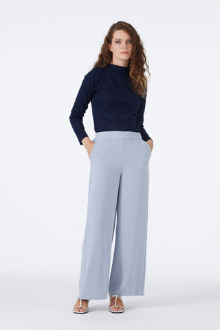 Wide Leg Fabric Grey Trousers 0013