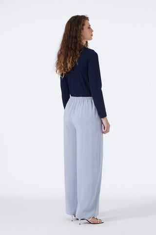 Wide Leg Fabric Grey Trousers 0013