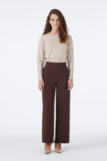 Wide Leg Fabric Brown Trousers 0013