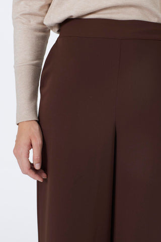 Wide Leg Fabric Brown Trousers 0013