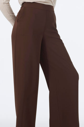 Wide Leg Fabric Brown Trousers 0013