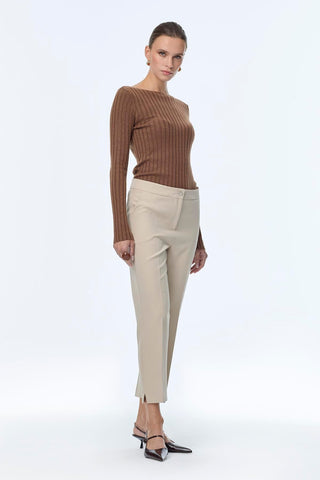 Slim Fit Fabric Trousers, Mink Trousers 0024