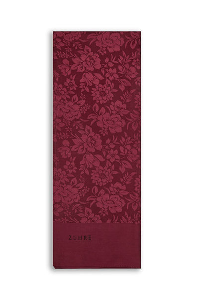 Çiçek Desenli Floş Bordo Şal 0025