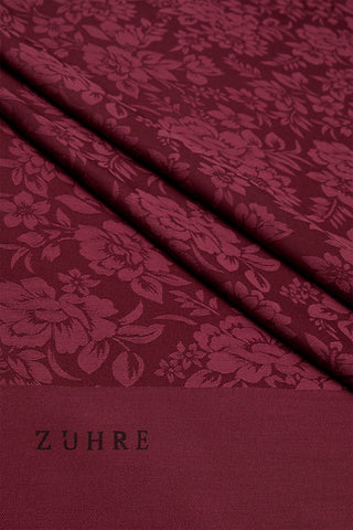 Floral Patterned Floss Burgundy Scarf 0025