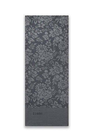 Floral Patterned Floss Smoky Gray Scarf 0025