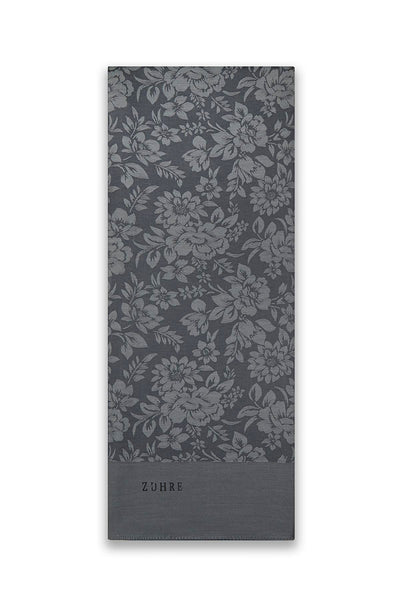 Çiçek Desenli Floş Füme Şal 0025