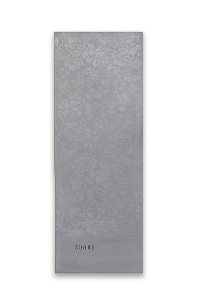 Çiçek Desenli Floş Gri Şal 0025