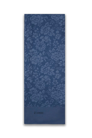 Çiçek Desenli Floş Indigo Şal 0025