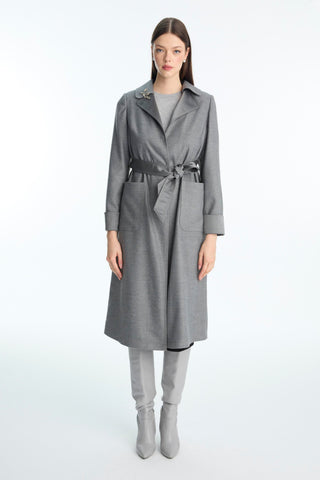 Accessory Detailed Belted Ready-to-Wear Grey Ready-to-Wear 0030