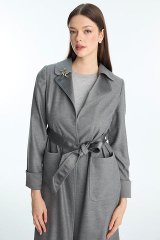 Accessory Detailed Belted Ready-to-Wear Grey Ready-to-Wear 0030