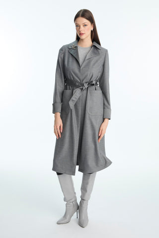 Accessory Detailed Belted Ready-to-Wear Grey Ready-to-Wear 0030