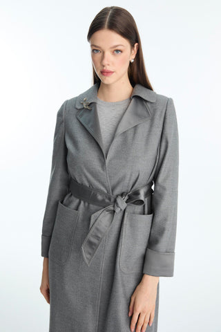 Accessory Detailed Belted Ready-to-Wear Grey Ready-to-Wear 0030