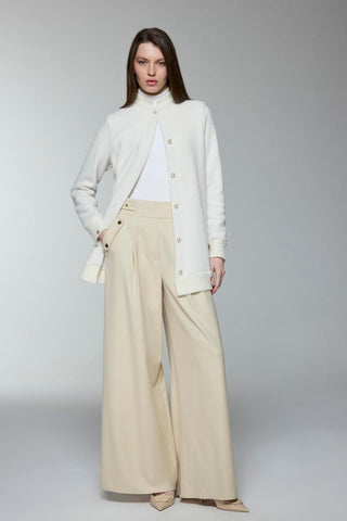 Buttoned Ecru/Gold Cardigan with Collar Detail 0032