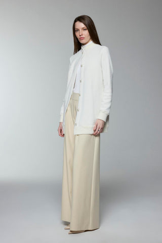 Buttoned Ecru/Gold Cardigan with Collar Detail 0032