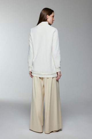 Buttoned Ecru/Gold Cardigan with Collar Detail 0032