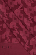 Geometrik Desenli Bordo Şal 0034