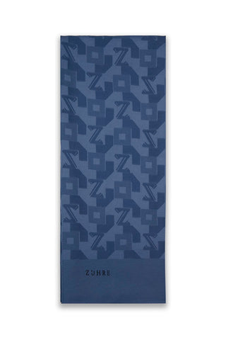 Geometrik Desenli Indigo Şal 0034