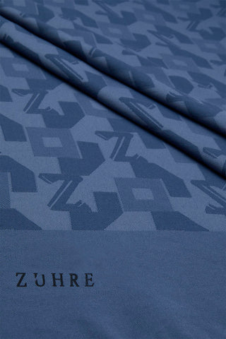 Geometrik Desenli Indigo Şal 0034