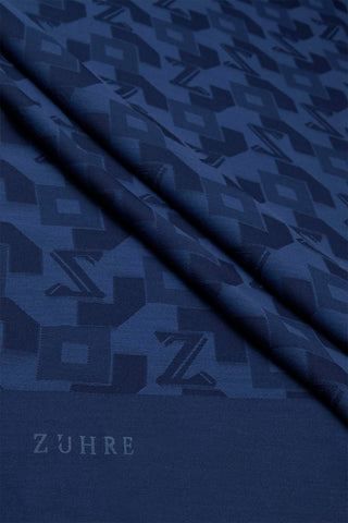 Geometrik Desenli Lacivert Şal 0034
